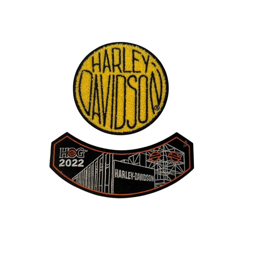 Harley-Davidson H.O.G. 2022 Patch Set Yellow & Black Embroidered Iron-On Patches